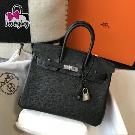 Hermes Birkin 25 Vert Fonce Togo Palladium Hardware Black