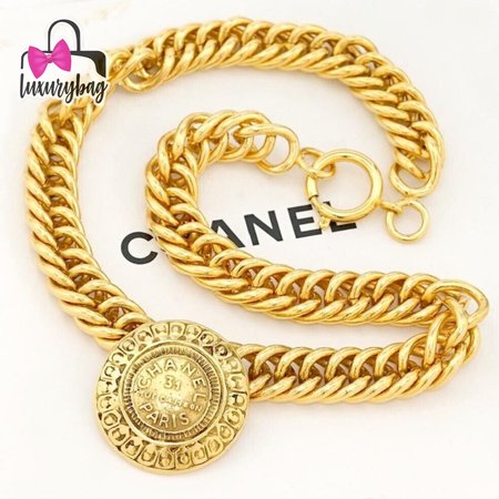 Chanel 31 Rue Cambon CC Coin Charm Choker Necklace 16 Gold Tone