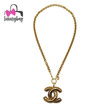 Chanel Vintage Quilted CC Pendant Necklace