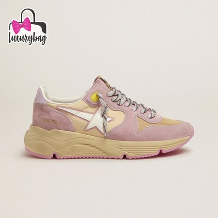 Pastel Pink Running Sole Sneakers With White Star