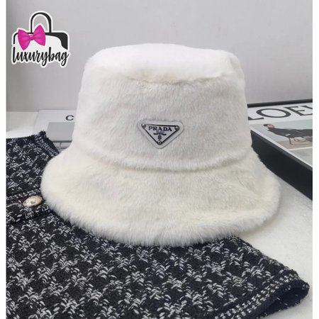 Prada Fluffy Hat White