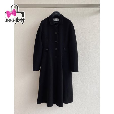 Dior Single-Breasted Long Double-Faced Cashmere Coat Black