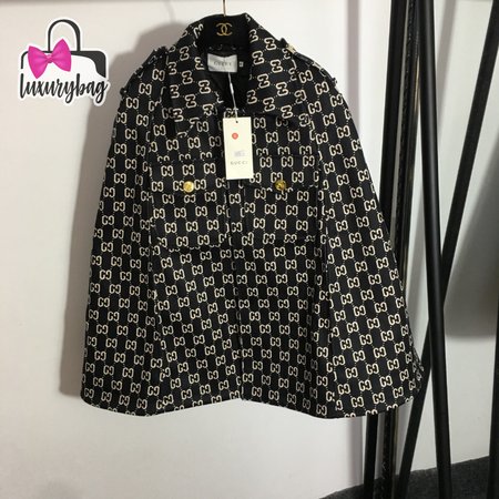 Gucci Double G Letter Print Woolen Cape Coat