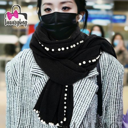 Chanel Pearl Knitted Shawl Scarf