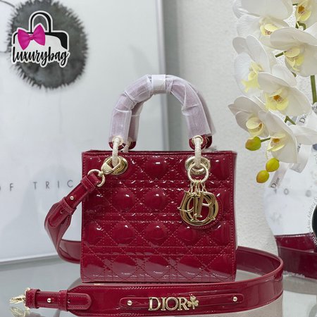 Dior Patent Cannage Lady Dior Red