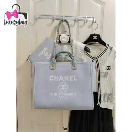 Chanel Shopping Bag Blue in Canvas