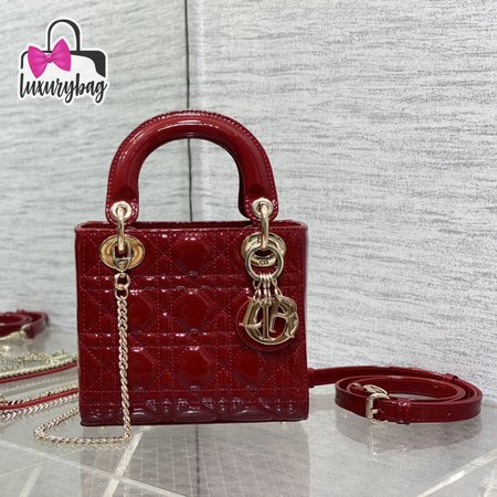 Dior Patent Cannage Lady Dior Red