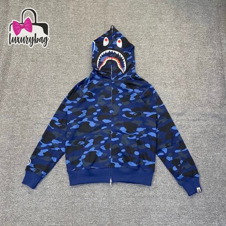 BAPE 1st Camo Jersey Shark Full Zip Hoodie S-2XL