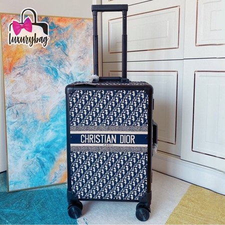 Diortravel Suitcase Blue Dior Oblique Technical Jacquard