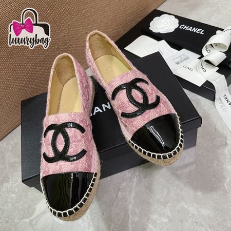 Chanel Espadrilles Cotton Tweed & Grosgrain Pink 35-40