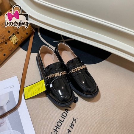 Chanel Loafers Patent Calfskin & Metal Black 35-40