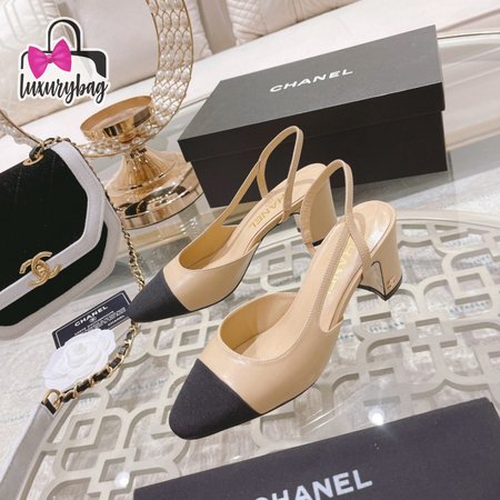 Chanel Slingbacks Goatskin & Grosgrain Beige/Black 34-40