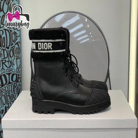 Dior D-Major Ankle Boot Black Calfskin and Lambskin Wool 35-41