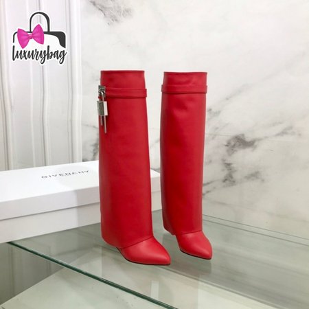 Givenchy Shark Lock Boots In Leather Red 35-39