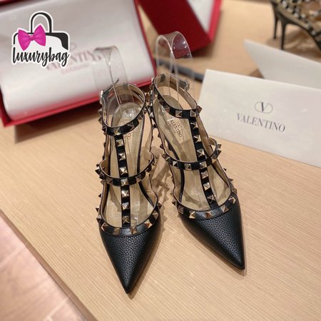 Valentino Rockstud Grainy Leather Ankle Strap Pump 100 MM 35-39