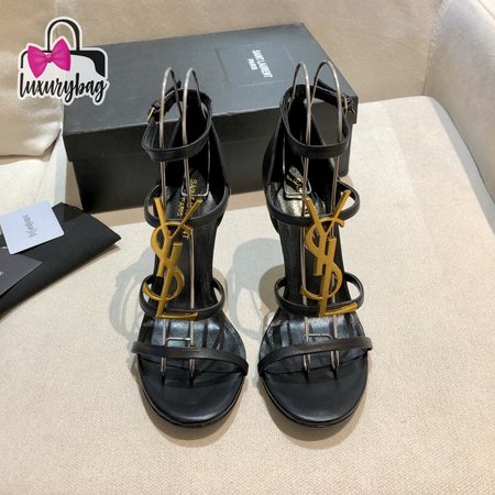 YSL Cassandra Sandals In Patent Leather With Gold-Tone Monogram 35-40