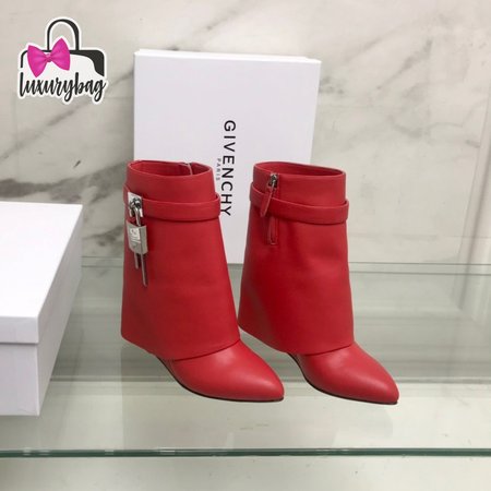 Givenchy Shark Lock Boots In Leather Red 35-39